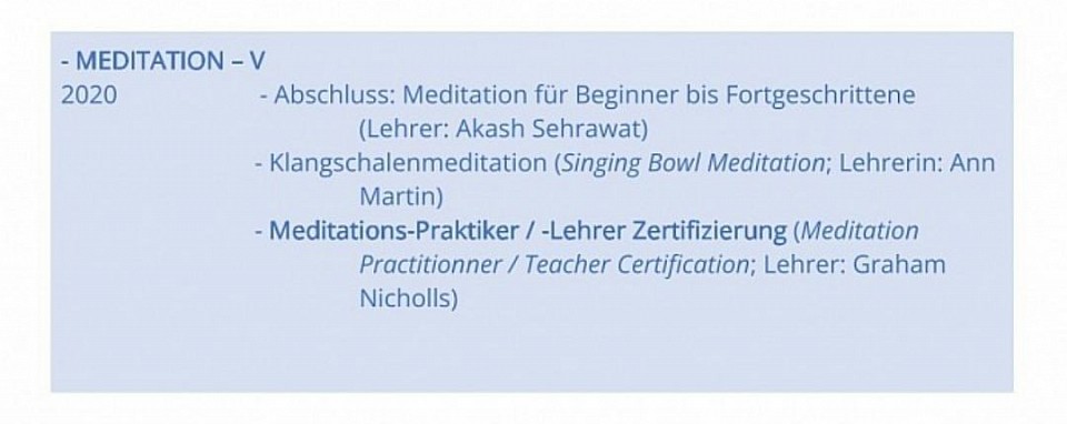 Ausbildung Meditations-Praktikerin/Meditation.
