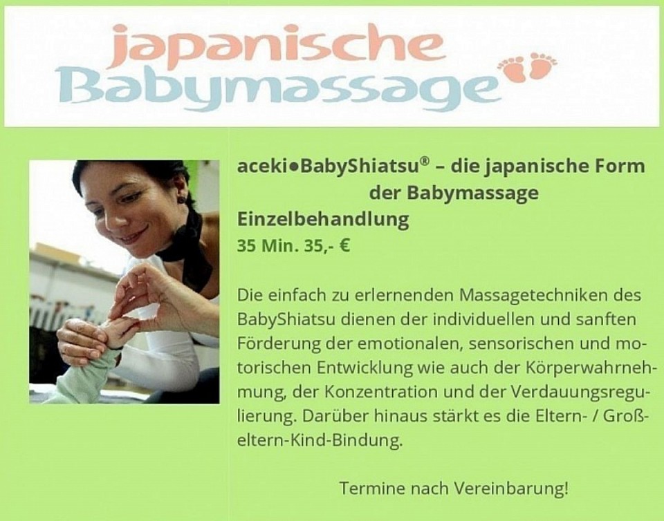 aceki•BabyShiatsu. Japanische Babymassage. Eltern / Großeltern mit Kind.
