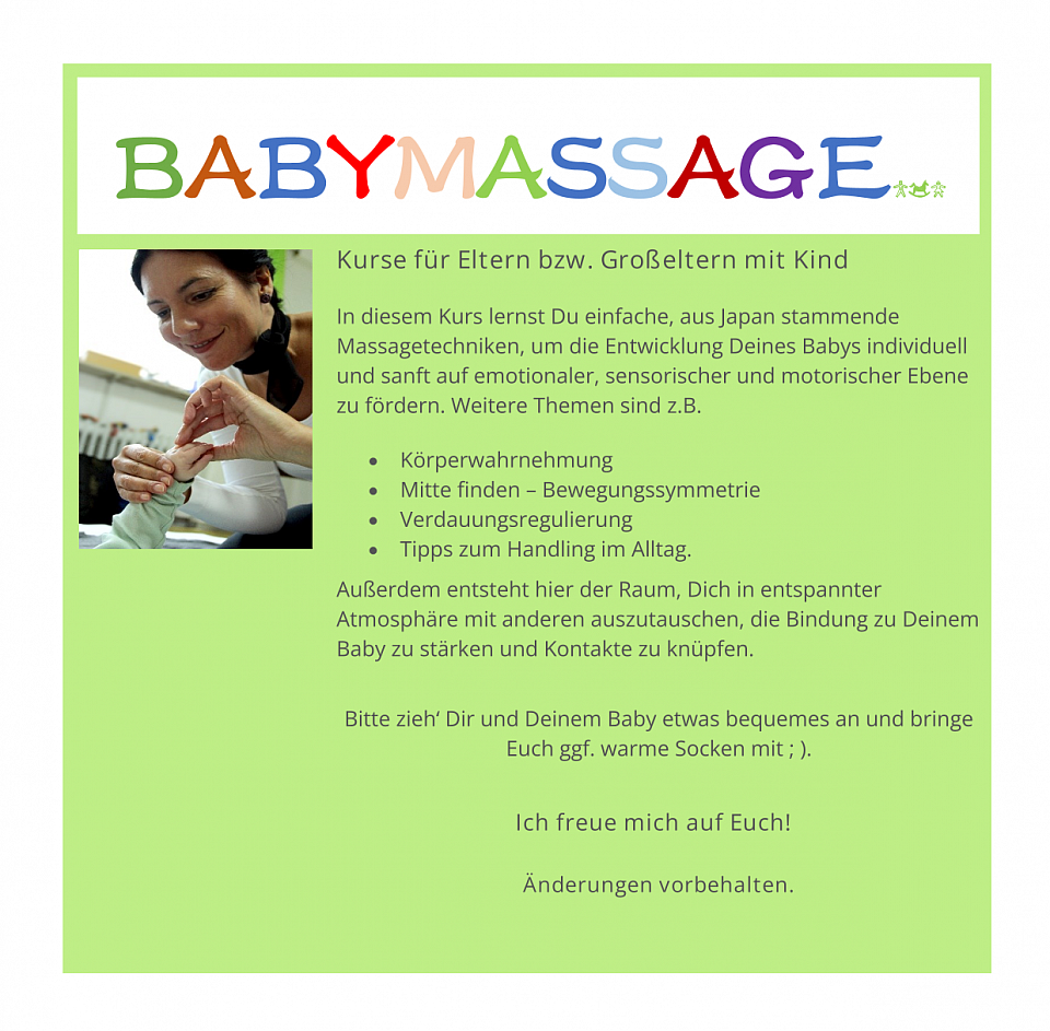 Japanische Babymassage. aceki●BabyShiatsu.