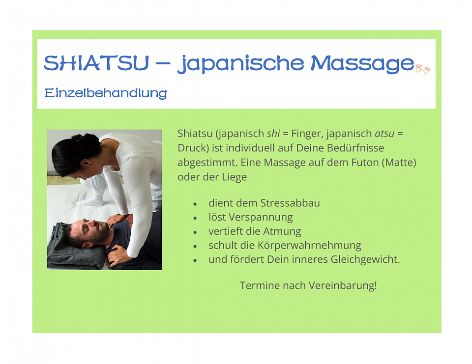 Shiatsu-Behandlung. Entspannung. Wohlbefinden. Harmonie. Mäuseland - Flörsheim, Main-Taunus-Kreis.