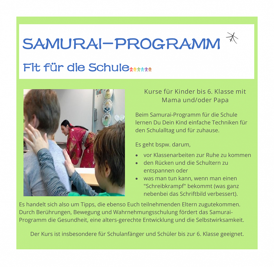 Samurai-Programm für Schulkinder bis 6. Klasse.